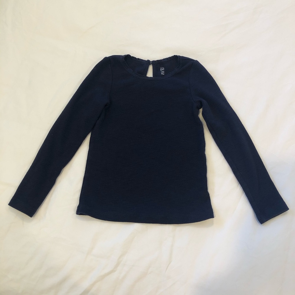 BABY GAP Toddler Girls 5T Ribbed Knit Top Navy